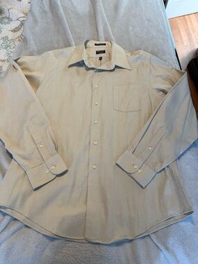 Arrow Men's Light Beige Striped Dress Shirt